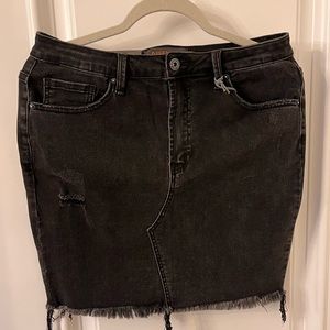 NWT Risen brand black distressed jean skirt